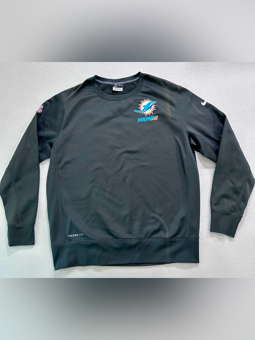 NFL Miami Dolphins Black Pullover Sweatshirt with Teal & Orange Logo